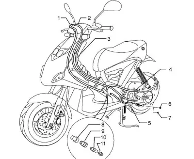 Throttle cable - rear brake cable