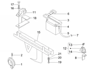 Starter switch - battery - horn