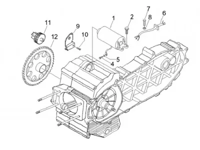 Starter motor - rear brake cable - gear change cable