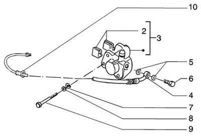 Front brake caliper - brake hose