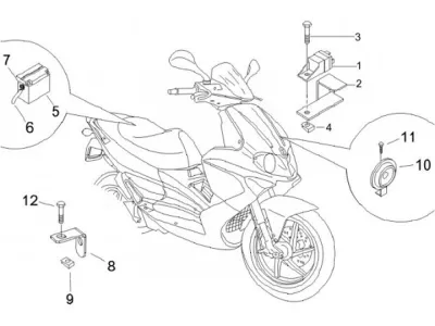 Starter switch - battery - horn