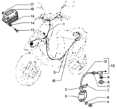 Wiring harness - regulator - high tension coil