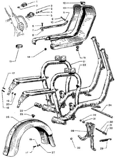 frame, legschield, rear mudguard