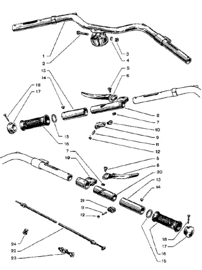 steel handlebar and levers