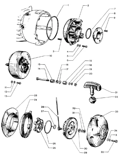 Hand-pull starter unit (automatic retard system)