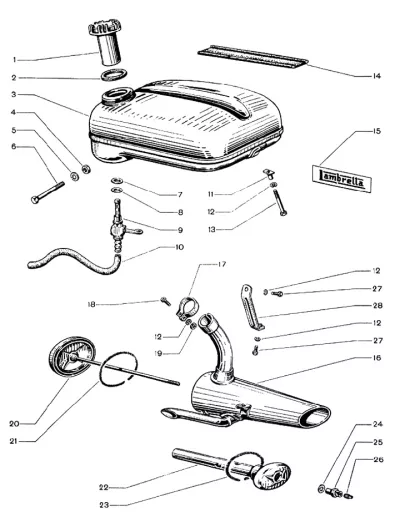 Fuel tank, exhaust