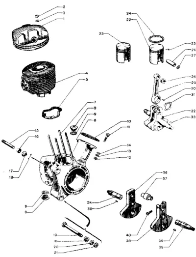 cylinder, crankcase, crankshaft