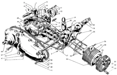crankcase, cylinder