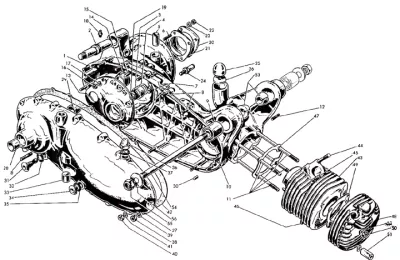 crankcase, cylinder