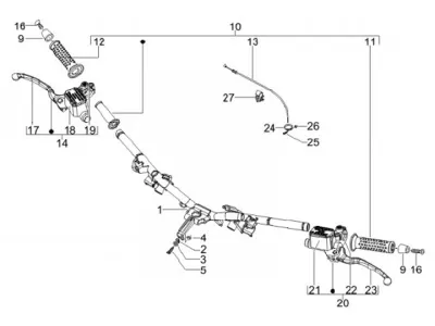 Handlebar - brake master cylinder