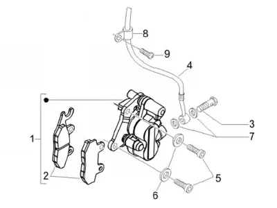 Front brake caliper - brake hose