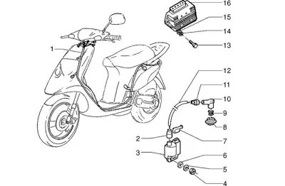 Wiring harness - regulator - high tension coil