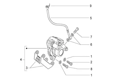 Front brake caliper - brake hose