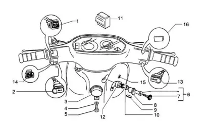 Lock set - ignition switch - switch - horn