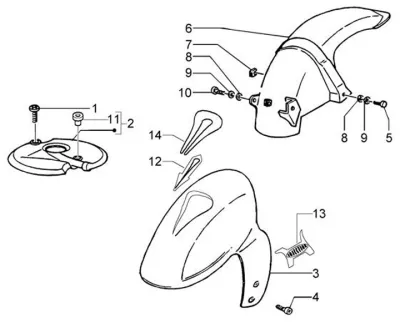 Front mudguard - rear mudguard