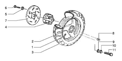 Rear wheel (vehicle with disc brake)