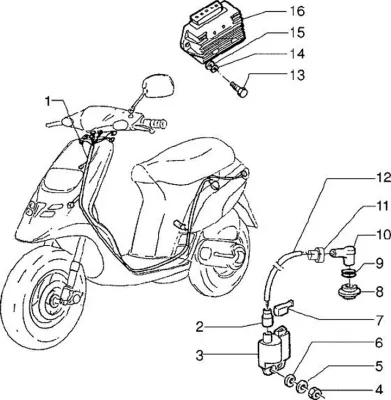Wiring harness - regulator - high tension coil