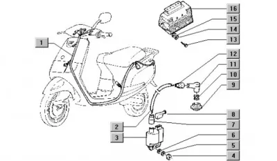Wiring harness - regulator - high tension coil