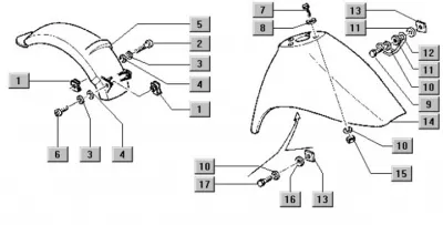 Front mudguard - rear mudguard