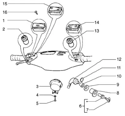 Kit serrure - contacteur coupe circuit - interrupteur - klaxon