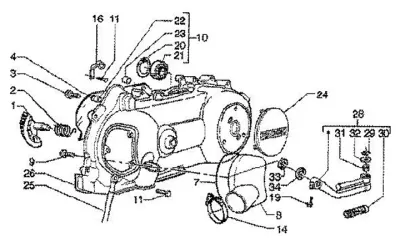 Engine casing cover - kickstart lever
