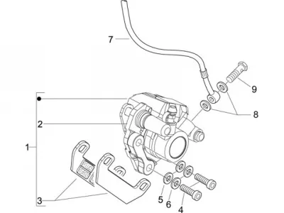 Front brake caliper - brake hose