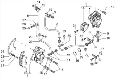 Front brake caliper - brake hose