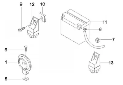 Starter switch - battery - horn