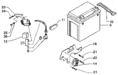 Regulator - Tändspole - Batteri