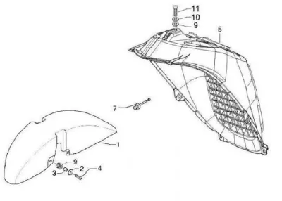 Front mudguard - rear mudguard