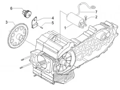 Starter motor - rear brake cable - gear change cable