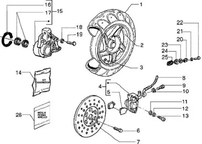 Front brake caliper - brake disc