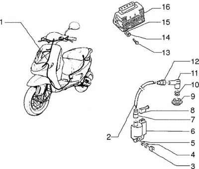 Wiring harness - regulator - high tension coil