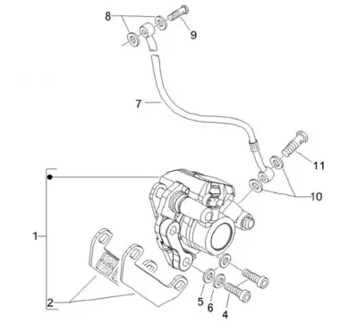 Front brake caliper - brake hose