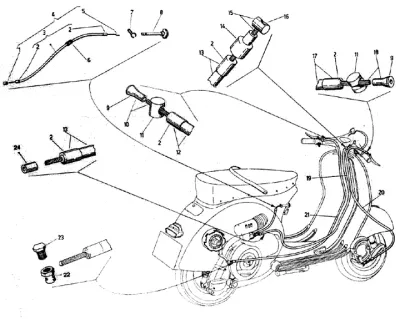 Throttle, clutch and front brake cable