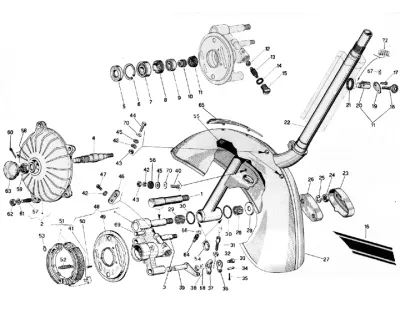Fork - mudguard - front brake hub