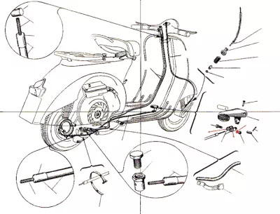 Rear brake cable - gear change cable - speedo cable