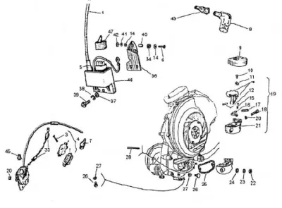 High tension coil - gear selector