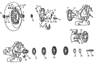 Rear brake shoes - layshaft