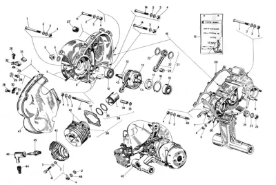 Engine casing - cylinder - crankshaft