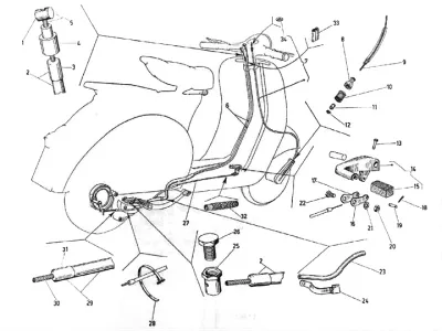 Rear brake cable - gear change cable - speedo cable