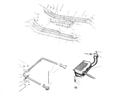 Centre stand - channels - exhaust