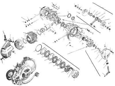 Engine casing - cylinder - crankshaft