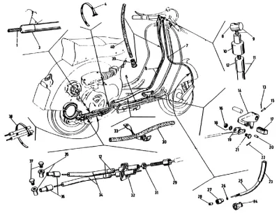 Front brake cable - clutch cable