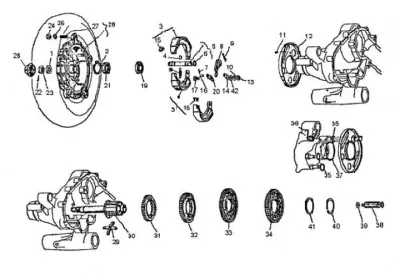 Rear brake shoes - layshaft