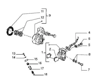 Front brake caliper - brake hose