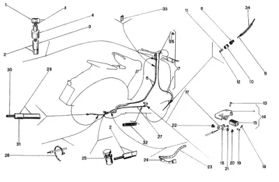 Rear brake cable - gear change cable - speedo cable