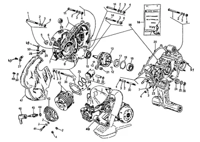Engine casing - cylinder - crankshaft
