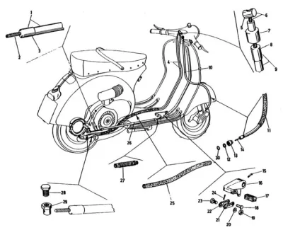 Rear brake cable - gear change cable - speedo cable