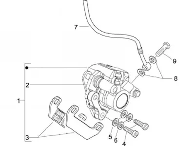 Front brake caliper - brake hose